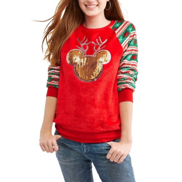 Disney Sweaters - Mickey Mouse Sequin Reindeer Christmas Sweater